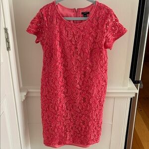 Ann Taylor Vibrant Pink Lace Mini Dress Fully lined